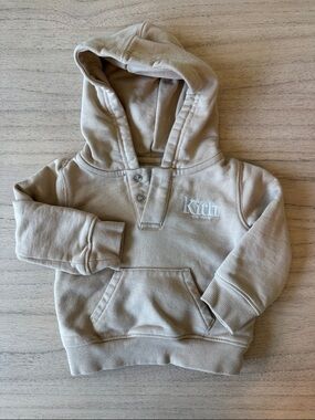Kith Kids Beige Pullover Hoodie with Embroidered Logo 6-12 Months